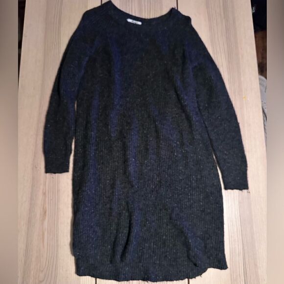 Madewell Curvey Hem Sweater dress - knit grey wool blend - size Large - Picture 1 of 8